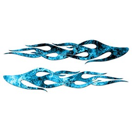 Tribal Flames Splash Pair - Vinyl Decal Sticker - 9" x 3.75" - Blue Flames