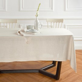 Solino Home Linen Flax Tablecloth 70 x 70 Inch - 100% Pure Linen Square Tablecloth - Machine Washable Table Cloth for Christmas, New Year - Sonoma