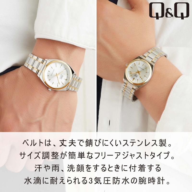 Citizen Q&Q QB78 Analog Wristwatch, Waterproof, Metal Band, and Others,