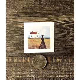 Unbranded 2x2 Dollhouse Miniature, - PRINT Of pAINTING 1:12 SCALE,  He's Out To Sea