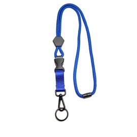 Heavy Duty Thick Rope Cord Lanyard with Metal Hook & Key Ring for ID Badge Keys, Safety Breakaway & Adjustable Length (1-Pack, #03 Royal Blue)