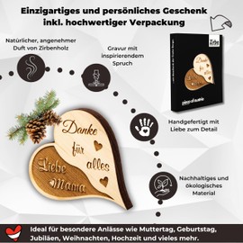 sagl.tirol® Heart Mum, Mother's Day Gift Made of Pine Wood, Pine Heart, Mother's Day Gifts for Mum, Gifts for Mother's Day, Mother's Day Gift for Mum, Thank You for Everything Love Mum