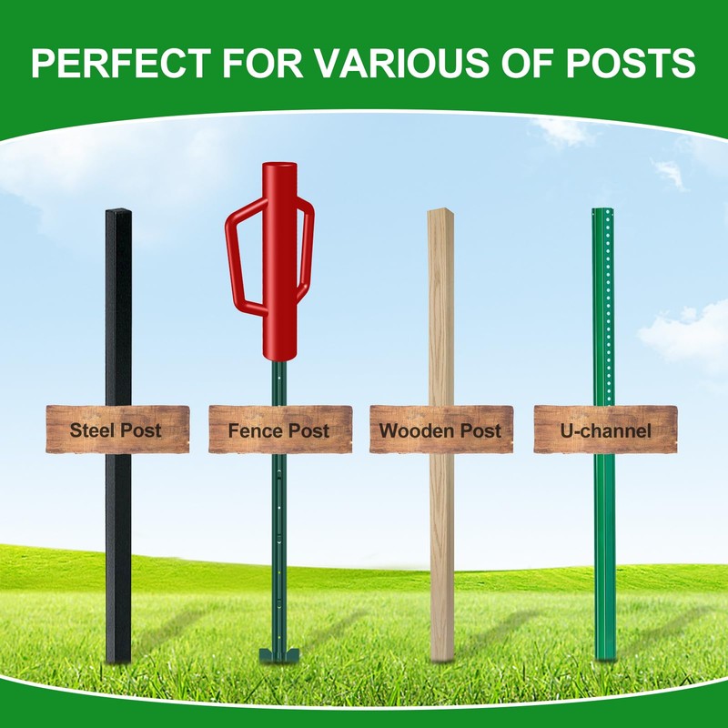 FOREHOGAR Fence Post Driver with Handle,12LB Hand Post Pounder,2.7 inches