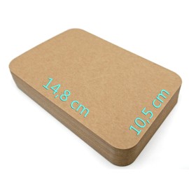 Pack of 25 Kraft Paper, Kraft Card, A6 300 g/m², Brown, Round Corners, Blank Postcards to Design Yourself