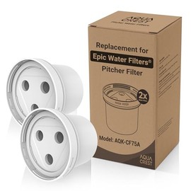 AQUA CREST CF75A Water Filter Compatible with All Epic Water Filters® Pitchers and Dispensers, Aquagear® Water Filter Pitchers, Reduce Chlorine, Odors, Rust, 150-Gallon Long-Life, BPA Free, 2 Pack
