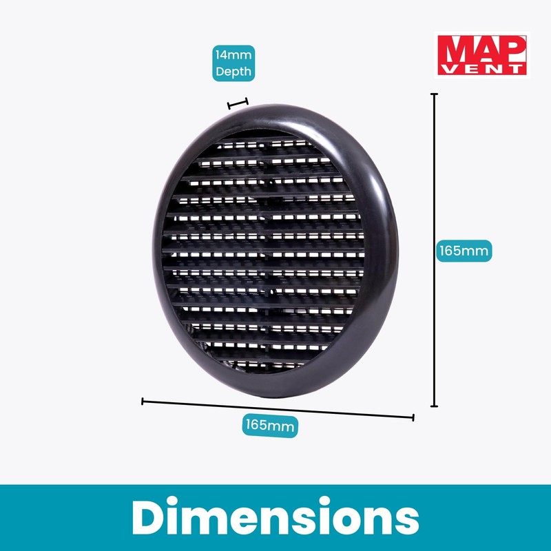 Map Round Louvre Air Vent Cover for Openings 80-152mm, Integral