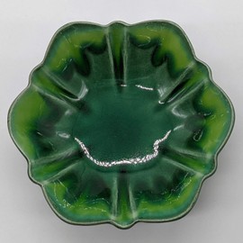 Mino Ware Shosen 532-0055 Small Bowl, Plate, Diameter Approx. 4.7 inches (12 cm), Flowers, Green Glaze, Made in Japan