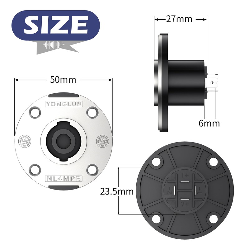 Jumwa 8 Pack 4 Pole Speakon Panel Twist Lock Speaker