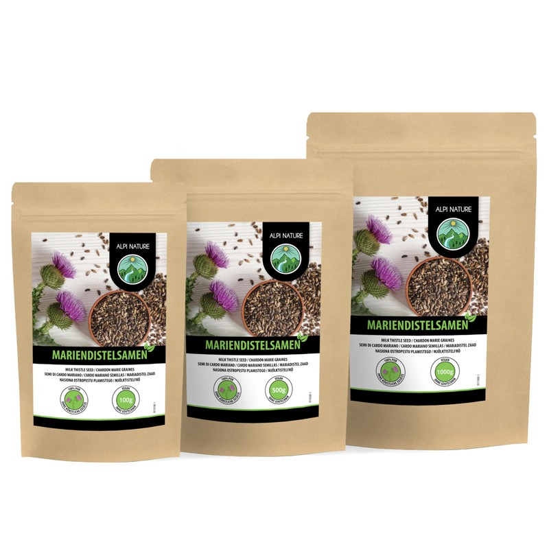 Mariendistelsamen ganz (100g), 100% natürlich und rein, schonend getrocknet, vegan
