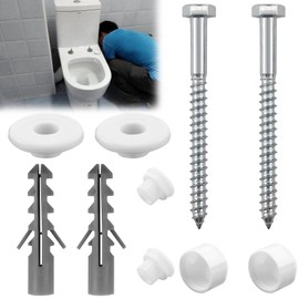Yuiturt Universal Toilet Fixing Kit, White Cap Bidet Anchor Bolts Set M6x70mm with Plastic Washers, Toilet Pan Floor Fixing Hardware & Toilet Seat Replacement Parts for Home/Professional Installation