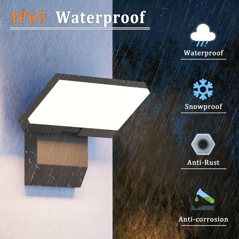 Coinmit 2 Pack Modern Outdoor Wall Light 3000K 24W Porch