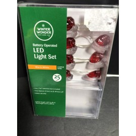 Winter Wonder Lane 3 Sets Battery op LED Santa Hat Light Set 25 lights Each (75 Total) Free Ship