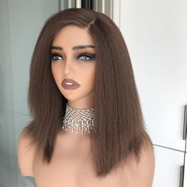 Peluca Marrón Mezcla Rubia Con Reflejos Para Usar Y Llevar Sin Pegamento Yaki Rizado Peluca Frontal De Encaje Sintético Precortada Para Principiantes 