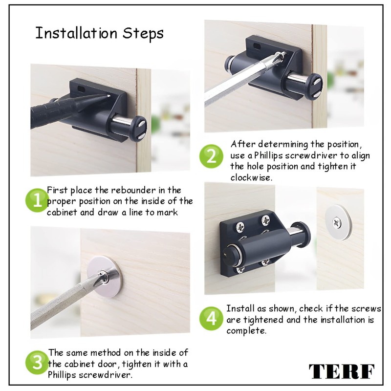 TERF® Push to Open Door Catch White Single Magnetic Pressure