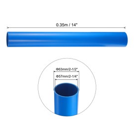 Rebower 2-1/4" x 2-1/2" PVC Pipe 14" Plastic Rigid Tubing Round High Impact Drain Pipe, [for Greenhouse Garden Home HVAC Plumbing] - 57mm x 63mm / Blue