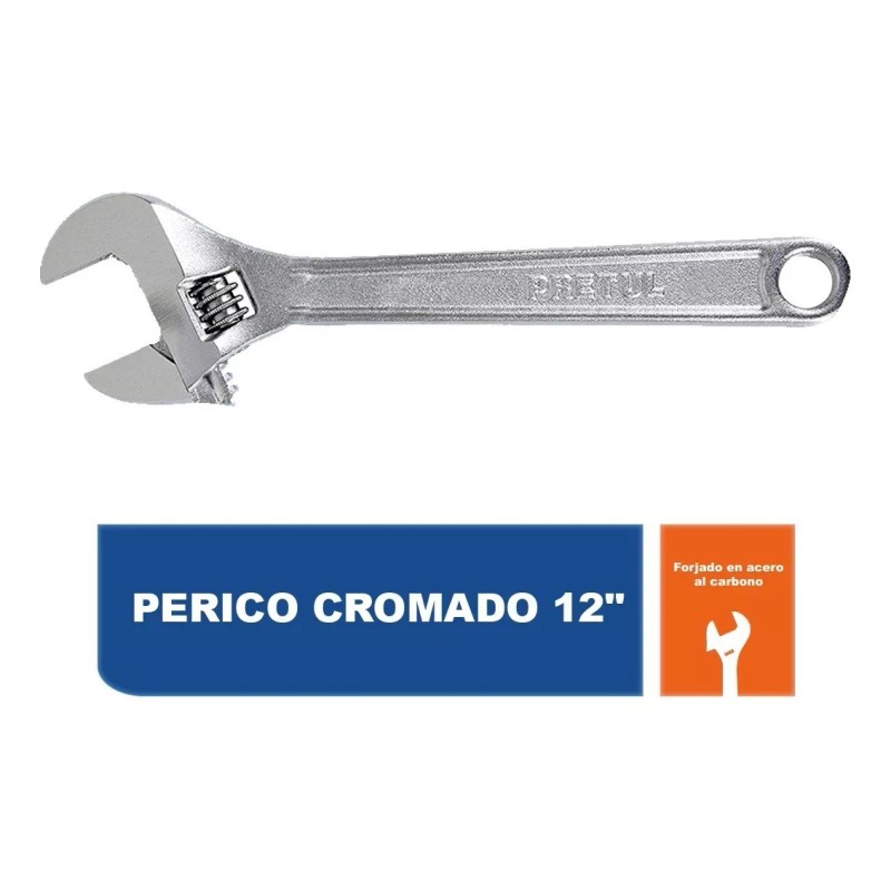 Pretul Llave Ajustable (perico) 12 Cromada, Pretul 21817 Color Plateado