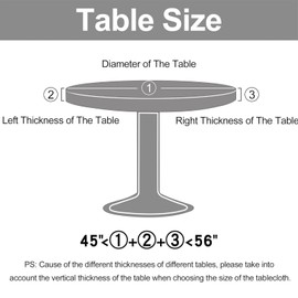 Highdi Tablecloth Washable Round 110 cm, Elastic Mármol Printable Tablecloth Outdoor Lotus Effect Tablecloths Table Cloth for Garden Restaurant, Ideal for 100 cm - 105 cm