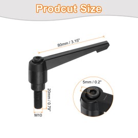 sourcing map M10 x 20mm Adjustable Knobs Handle Male Thread Push Button Ratchet Quick Release Locking Rotating Bolt for Lathe Machinery, Black