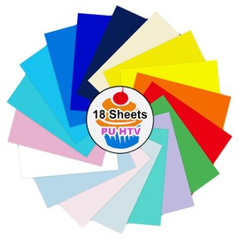 Efuncro-12 x 10" Heat Transfer Vinyl Sheets - 18 Pack Mixed Colors, PU Iron-On Vinyl for T-Shirts, DIY Crafts, and Custom Apparel - 18 Assorted Colors for Endless Creativity Easy to Cut & Weed