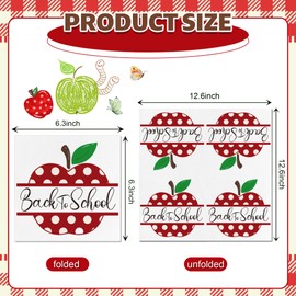 100 Pack Back to School Paper Napkins, 6.5 x 6.5 In Red Apple Disposable Napkins for First Day of School Party Supplies,Teacher Appreciation Week Decorations,Dinner Table Decoration Classroom Parties