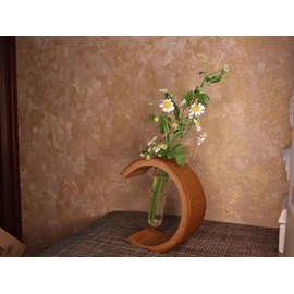 Plant Terrariums Kit Desktop Hydroponics Air Planter Holder Glass Vase and Solid Bamboo Stand for Home Office Decoration Gift for Women- Natural Bamboo hydroponic Plant vase
