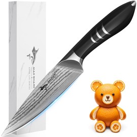 MAD SHARK Damascus Paring Knife 5 Inch Small Kitchen Knife, High-end Best Sharp Fruit Knife, Razor Sharp Pairing Knives, Knife for Fruit - Black