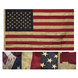 Ant Enterprises 12x18 Vintage Tea Stained USA American Embroidered Oxford Polyester Grommets