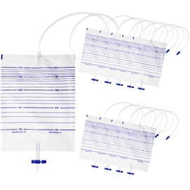 10Pcs 2000ml Urine Drainage Bag with 48" Flexible Tube, Anti-Reflux Design, Cross-Shaped Valve, 2000ml Leak-Proof Collection for Home Use