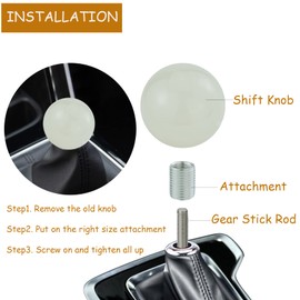 Temzzer Luminous Ball Resin Car Gear Stick Shifter Knob Heavy Transmission Lever Shift Head for Most Manual Automotive Vehicles (Milky White)