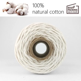 D.RECT - 100 m - 1.8 mm - Natural Cotton Cord Macrame Yarn Cotton Yarn Cotton Rope Cotton Cord Craft Knitting Strong White