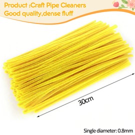 100 Pcs Pipe Cleaner Crafts, Chenille Flower Trail Pipe Cleaner, Colorful Pipe Cleaner for DIY Handmade Flower Bouquet Packaging and Parties, Creative Home Decoration (Yellow)