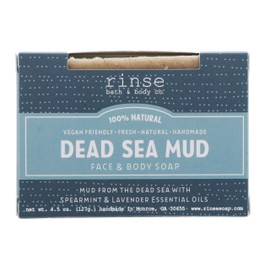 Rinse Bath & Body Dead Sea Mud Soap Bar - Handmade Castile Dead Sea Soap | Purifying, Exfoliating, Clarifying | Shea & Cocoa Butter | Spearmint & Lavender Essential Oils | Natural | Vegan | 4.25oz