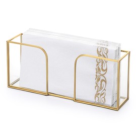 Sumnacon Napkin Holder,Vertical Glass Napkin Holder Table, Stylish Guest Towel Holder for Hand Towel Napkin,Rectangle Napkin Tray for Bathroom Toilet Kitchen Dining Table Counter
