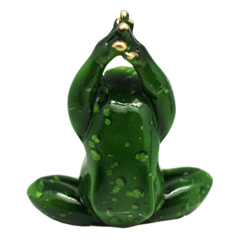 StealStreet SS-G-61187 Green Frog with Black Eyes Implementing Yoga Figurine