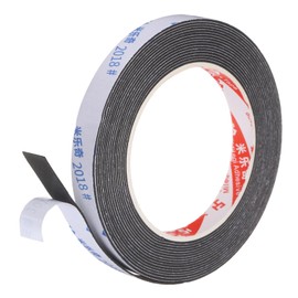 PATIKIL スポンジゴムフォームテープ 幅15mm×厚さ1mm×長さ5m 粘着式フォーム断熱テープ 窓・ドア用防音・気密テープ エアコン用シールストリップ 黒