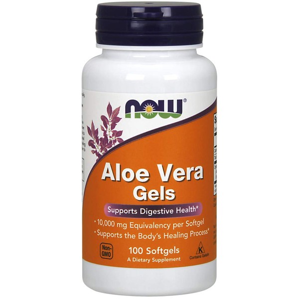 NOW Aloe Vera Gels, 10000mg, 100 Softgels (Pack of 3)