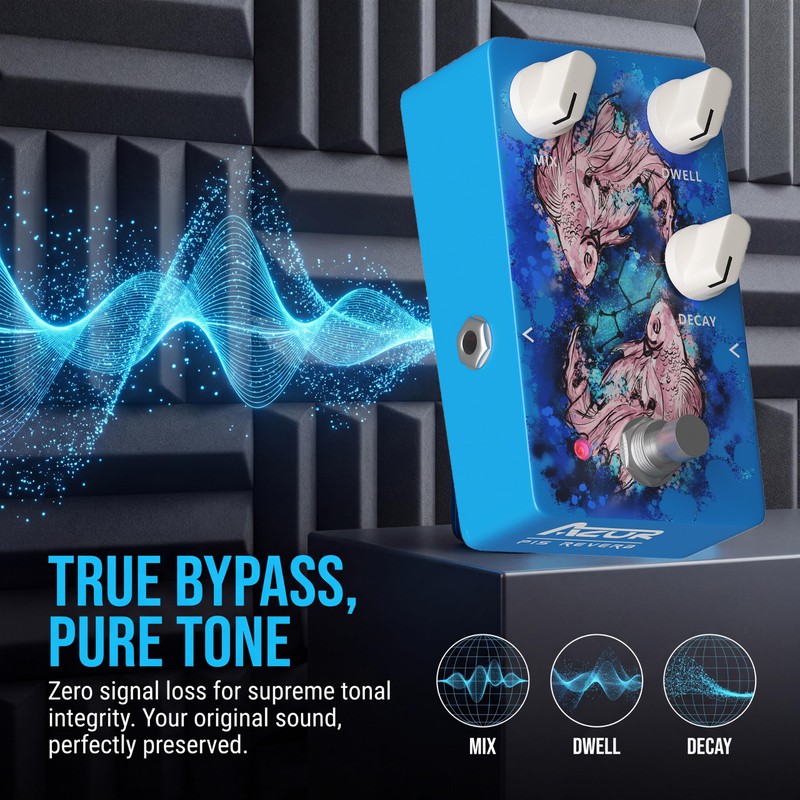 AZOR Spring Reverb Guitar Effect Pedal, True Bypass