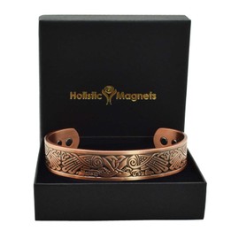 Pure Copper Magnetic Bracelet Men Women Copper Bangle 6 Magnets Unisex Adjustable- Celtic Swans Bracelet-SW (M: Wrist 16.5-19.5cm/6.5-7.6")
