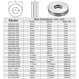 uxcell TC411 Thrust Needle Roller Bearings with Washers 1/4" Bore 11/16" OD 5/64" Thickness 20pcs