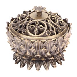 Agatige Vintage Lotus Incense Burner Holder, Mini Incense Cone Holder Bowl Metal Sage Holder Burner for Home Office Feng Shui Decoration(Bronze)