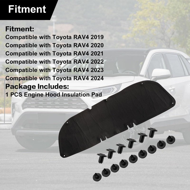 SecosAutoparts Engine Hood Insulation Pad Heat Shield Blanket Trim Compatible