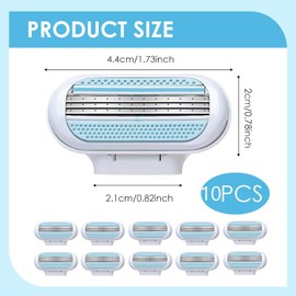 10 Pcs Razor Blades Compatible with Gillette Venus, Women Razor for Venus, 3 Layer Blade & Pivoting Head Design, Razor Blades Refills for Venus Razors Effortless Sliding, Easy to Replace (Blue)