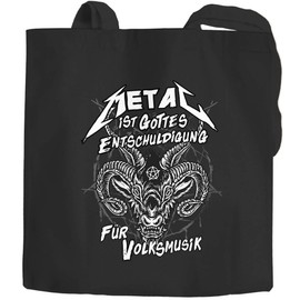 Moonworks® Jute Bag Metal ist Gottes Entschuldigung für Volksmusik Devil Devil Pentagram Black 2 Long Handles