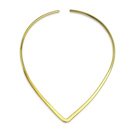 Bling Jewelry Slender Simple Slider Modern Choker V Shape Collar Necklace for Women Teens Polished 14K Yellow Gold Plated