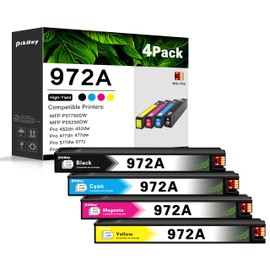 972A Ink Cartridges High Yield Set (4Pack, Black/Cyan/Magenta/Yellow) Compatible 972 972A Ink Cartridge Replacement for HP Pagewide Pro 477dw 477dn 452dn 452dw 552dw 577dw P55250dw Printer