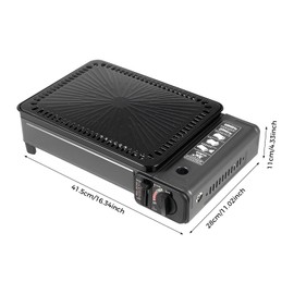 Gas Grill Butane Grill Stove, Portable Camping Grill Gas Stove Free Standing BBQ Grill Portable Butane Gas Stove w/Grilling Net Carry Case for Camping Traveling Outdoor Cooking, Black