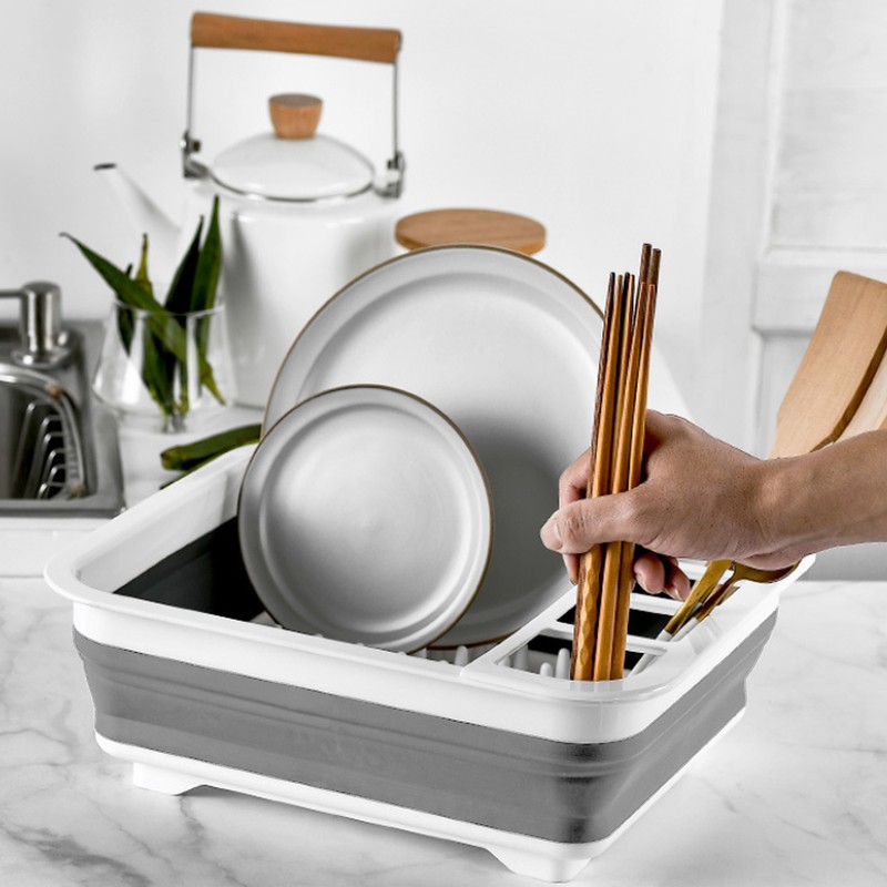 Collapsible Dish Drying Rack Space Saving Foldable Portable Dinnerware Drainer
