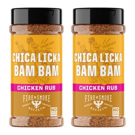 Fire & Smoke Society Chica Licka Bam Bam Chicken Seasoning | BBQ Seasonings and Rubs for Smoking and Grilling | Wings, Grilled, Poultry Seasoning | Black Pepper, Paprika, Garlic | XL (2-Pack)