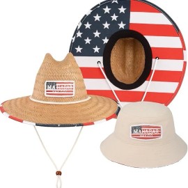 KC Republic Parent-Child Matching American Flag Sun Hat Set, Travel Combo for Ages 3+