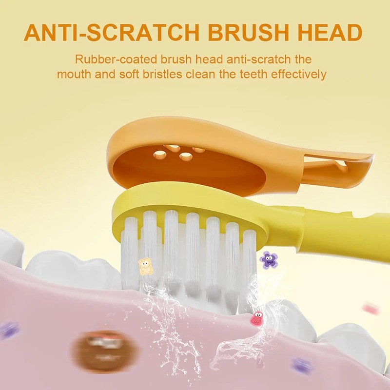 Ages 3-10 Kids Toddler Electric Toothbrush Extra Soft Silicone Bristles